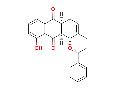 Molecular Structure of 130814-84-5 (1,4,4a,9a-Tetrahydro-8-hydroxy-2-methyl-1-(1-phenylethoxy)-9,10-anthraquinone)