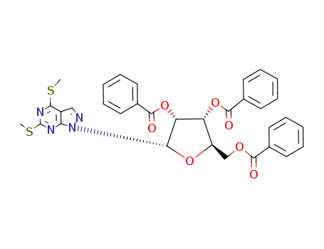 Molecular Structure of 116019-22-8 (4,6-dimethylthio-1-(2',3',5'-tri-O-benzoyl-α-D-ribofuranosyl)pyrazolo<3,4-d>pyrimidine)