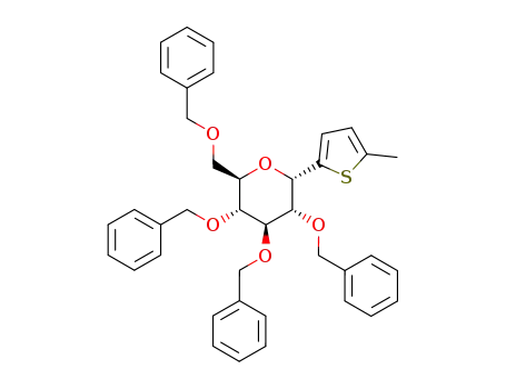 Molecular Structure of 108869-77-8 (5-Methyl-2-(2,3,4,6-tetra-O-benzyl-α-D-glucopyranosyl)thiophen)