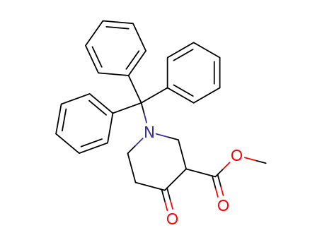 Molecular Structure of 127956-05-2 (3-Piperidinecarboxylic acid, 4-oxo-1-(triphenylMethyl)-, Methyl ester)