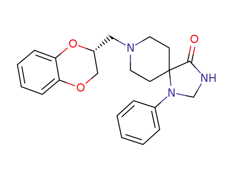 Molecular Structure of 115649-79-1 (1,3,8-Triazaspiro[4.5]decan-4-one,
8-[(2,3-dihydro-1,4-benzodioxin-2-yl)methyl]-1-phenyl-, (R)-)