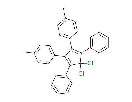 Molecular Structure of 89393-29-3 (Benzene,
1,1'-(4,4-dichloro-3,5-diphenyl-2,5-cyclopentadiene-1,2-diyl)bis[4-meth
yl-)