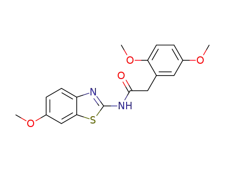 Molecular Structure of 3719-00-4 (N-(6-methoxybenzothiazole-2-yl)-2-(2,5-dimethoxyphenyl)acetamide)