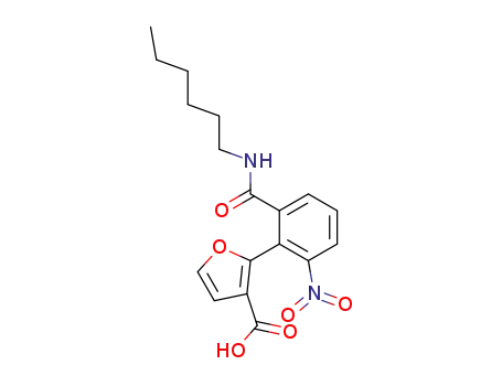 2-(2-Hexylcarbamoyl-6-nitro-phenyl)-furan-3-carboxylic acid