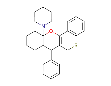 Molecular Structure of 93362-79-9 (7,7a,8,9,10,11-Hexahydro-7-phenyl-11a-piperidino-6H,11aH<1>benzothiopyrano<4,3-b>chromen)