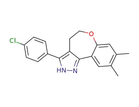 Molecular Structure of 124392-81-0 (3-(4-chlorophenyl)-8,9-dimethyl-4,5-dihydro-1H-[1]benzoxepino[5,4-c]pyrazole)