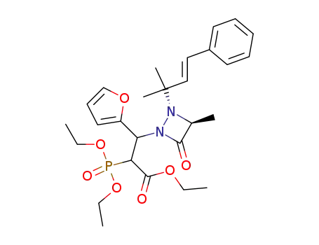 2-(Diethoxy-phosphoryl)-3-[(2S,3S)-2-((E)-1,1-dimethyl-3-phenyl-allyl)-3-methyl-4-oxo-[1,2]diazetidin-1-yl]-3-furan-2-yl-propionic acid ethyl ester