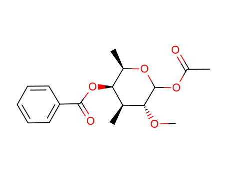 Molecular Structure of 77516-64-4 (1-O-acetyl-4-O-benzoyl-3,6-dideoxy-3-C-methyl-2-O-methyl-D-galactopyranose)