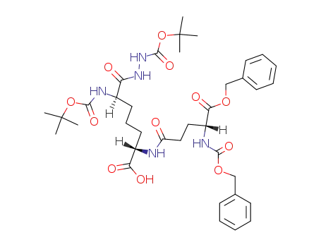Molecular Structure of 79336-01-9 ((2S,6R)-2-((R)-4-Benzyloxycarbonyl-4-benzyloxycarbonylamino-butyrylamino)-6-tert-butoxycarbonylamino-7-(N'-tert-butoxycarbonyl-hydrazino)-7-oxo-heptanoic acid)