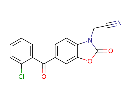 Molecular Structure of 154641-16-4 ([6-(2-Chloro-benzoyl)-2-oxo-benzooxazol-3-yl]-acetonitrile)