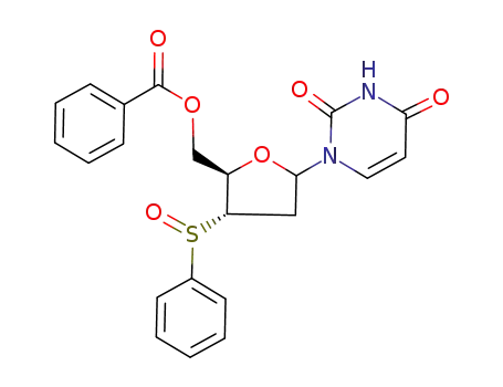 Molecular Structure of 146455-21-2 (Benzoic acid (2R,3S)-3-benzenesulfinyl-5-(2,4-dioxo-3,4-dihydro-2H-pyrimidin-1-yl)-tetrahydro-furan-2-ylmethyl ester)