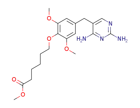 Molecular Structure of 78025-88-4 (Hexanoic acid,
6-[4-[(2,4-diamino-5-pyrimidinyl)methyl]-2,6-dimethoxyphenoxy]-, methyl
ester)