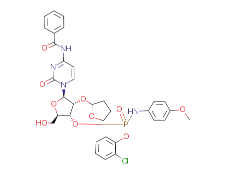 Cytidine, N-benzoyl-2'-O-(tetrahydro-2-furanyl)-, 3'-[2-chlorophenyl
(4-methoxyphenyl)phosphoramidate]