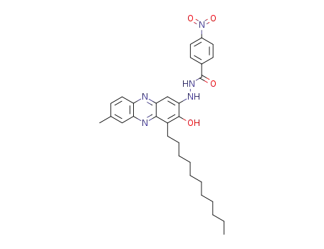 Molecular Structure of 116222-26-5 (Benzoic acid, 4-nitro-,
2-(3-hydroxy-7-methyl-4-undecyl-2-phenazinyl)hydrazide)
