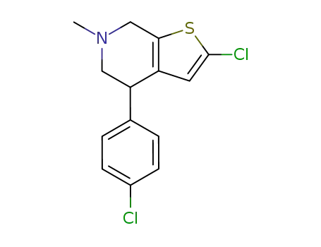 Molecular Structure of 70696-55-8 (2-chloro-4-(4-chloro-phenyl)-6-methyl-4,5,6,7-tetrahydro-thieno[2,3-<i>c</i>]pyridine)