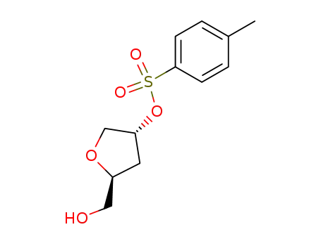 Molecular Structure of 127682-78-4 ((2R-trans)-tetrahydro-4-<<(4-methylphenyl)sulfonyl>oxy>-2-furanmethanol)