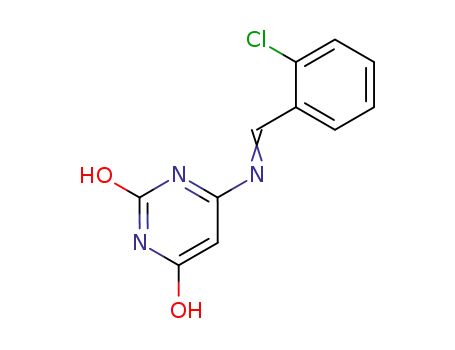 Molecular Structure of 62879-00-9 (2,4(1H,3H)-Pyrimidinedione, 6-[[(2-chlorophenyl)methylene]amino]-)