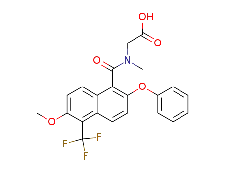 Molecular Structure of 124323-62-2 (N-[[6-methoxy-2-phenoxy-5-(trifluoromethyl)-1-naphthalenyl]carbonyl]-N-methylglycine)