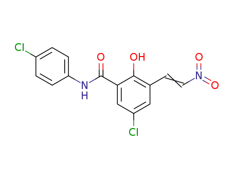 Molecular Structure of 111870-31-6 (5-chloro-N-(4-chlorophenyl)-2-hydroxy-3-[(E)-2-nitroethenyl]benzamide)