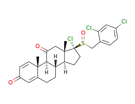 Molecular Structure of 73024-23-4 (17α-<(2,4-dichlorobenzyl)sulfinyl>-17α-chloro-1,4-androstadiene-3,11-dione)