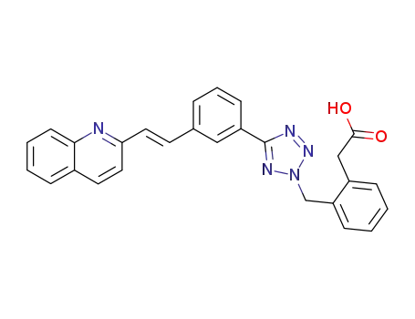 Benzeneacetic acid,
2-[[5-[3-[2-(2-quinolinyl)ethenyl]phenyl]-2H-tetrazol-2-yl]methyl]-, (E)-
