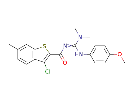 Molecular Structure of 72870-78-1 (3-Chlor-N-<(dimethylamino)(4-methoxyphenylamino)methylen>-6-methylbenzo<b>thiophen-2-carboxamid)