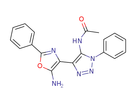 Molecular Structure of 141210-05-1 (Acetamide,
N-[4-(5-amino-2-phenyl-4-oxazolyl)-1-phenyl-1H-1,2,3-triazol-5-yl]-)