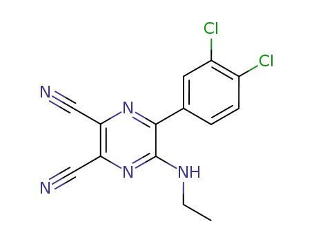 5-(3,4-dichloro-phenyl)-6-ethylamino-pyrazine-2,3-dicarbonitrile