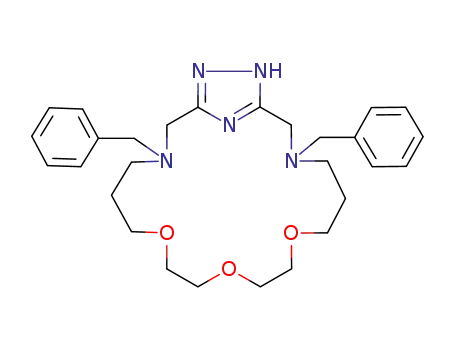 3,17-Dibenzyl-7,10,13-trioxa-3,17,20,21,22-pentaaza-bicyclo[17.2.1]docosa-1<sup>(22)</sup>,19-diene