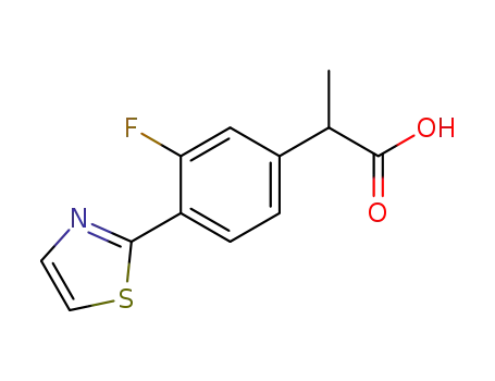 Molecular Structure of 132483-34-2 (3-Fluoro-α-methyl-4-(2-thiazolyl)benzeneacetic acid)
