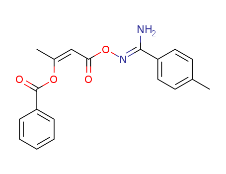 Molecular Structure of 110449-16-6 (Benzenecarboximidamide,
N-[[3-(benzoyloxy)-1-oxo-2-butenyl]oxy]-4-methyl-)