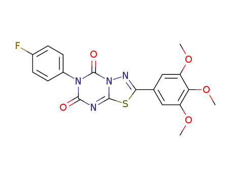 Molecular Structure of 125766-41-8 (6-(4-fluorophenyl)-2-(3,4,5-trimethoxyphenyl)-5H-[1,3,4]thiadiazolo[3,2-a][1,3,5]triazine-5,7(6H)-dione)