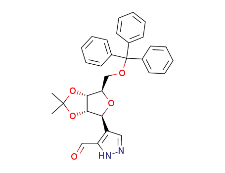 4-((3aS,4S,6R,6aR)-2,2-Dimethyl-6-trityloxymethyl-tetrahydro-furo[3,4-d][1,3]dioxol-4-yl)-2H-pyrazole-3-carbaldehyde