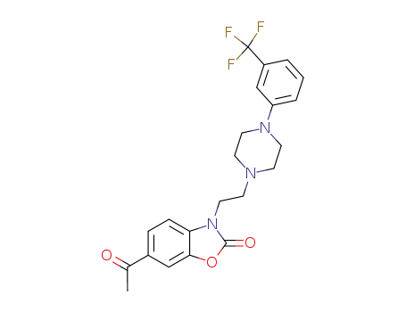 Molecular Structure of 81522-22-7 (6-Acetyl-3-{2-[4-(3-trifluoromethyl-phenyl)-piperazin-1-yl]-ethyl}-3H-benzooxazol-2-one)