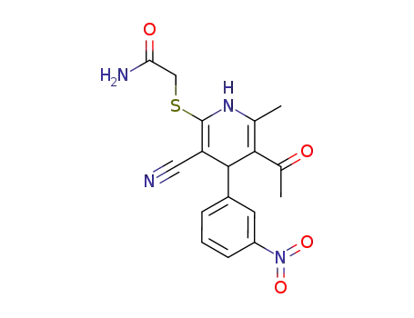 Molecular Structure of 117509-73-6 (2-{[5-acetyl-3-cyano-6-methyl-4-(3-nitrophenyl)-1,4-dihydropyridin-2-yl]sulfanyl}acetamide)