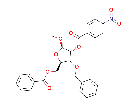 Molecular Structure of 101024-29-7 (methyl 5-O-benzoyl-3-O-benzyl-2-O-(p-nitrobenzoyl)-β-D-ribofuranoside)