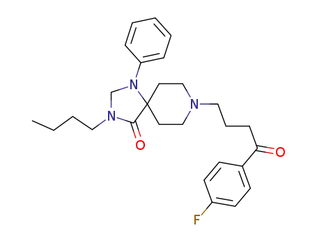 Molecular Structure of 114115-90-1 (1,3,8-Triazaspiro[4.5]decan-4-one,
3-butyl-8-[4-(4-fluorophenyl)-4-oxobutyl]-1-phenyl-)