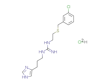 Molecular Structure of 106668-69-3 (Guanidine,
N-[2-[[(3-chlorophenyl)methyl]thio]ethyl]-N'-[3-(1H-imidazol-4-yl)propyl]-,
dihydrochloride)