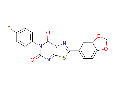 Molecular Structure of 125766-42-9 (2-(1,3-benzodioxol-5-yl)-6-(4-fluorophenyl)-5H-[1,3,4]thiadiazolo[3,2-a][1,3,5]triazine-5,7(6H)-dione)