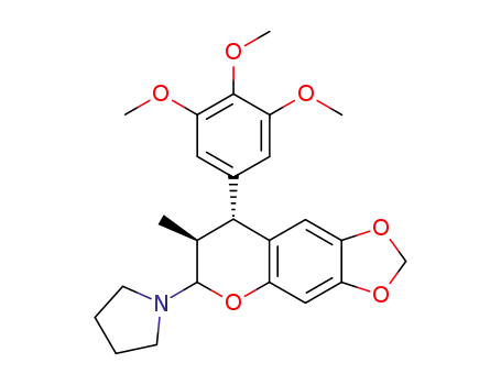 Molecular Structure of 116409-04-2 (1-[7-methyl-8-(3,4,5-trimethoxyphenyl)-7,8-dihydro-6H-[1,3]dioxolo[4,5-g]chromen-6-yl]pyrrolidine)