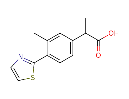 Molecular Structure of 132483-36-4 (α,3-Dimethyl-4-(2-thiazolyl)benzeneacetic acid)
