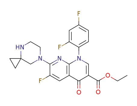 Molecular Structure of 145122-69-6 (ethyl 1-(2,4-difluorophenyl)-6-fluoro-7-(4,7-diazaspiro<2,5>octan-7-yl)-1,4-dihydro-4-oxo<1,8>naphthyridine-3-carboxylate)