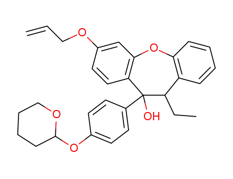 Molecular Structure of 819060-13-4 (7-Allyloxy-11-ethyl-10-[4-(tetrahydro-pyran-2-yloxy)-phenyl]-10,11-dihydro-dibenzo[b,f]oxepin-10-ol)
