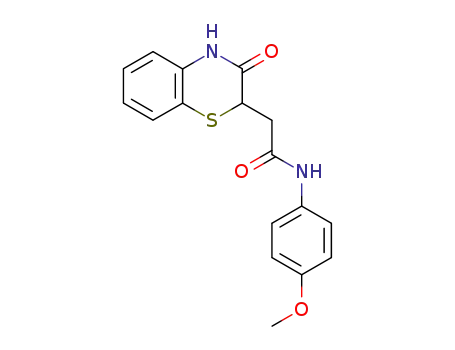 Molecular Structure of 106691-38-7 (N-(4-methoxyphenyl)-2-(3-oxo-3,4-dihydro-2H-benzo[b][1,4]thiazin-2-yl)acetamide)