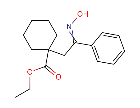 Cyclohexanecarboxylic acid, 1-[2-(hydroxyimino)-2-phenylethyl]-, ethyl
ester