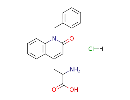 Molecular Structure of 90098-56-9 (2-Amino-3-(1-benzyl-2-oxo-1,2-dihydro-quinolin-4-yl)-propionic acid; hydrochloride)