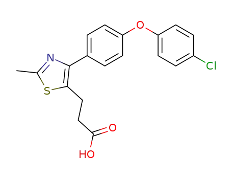 Molecular Structure of 105769-36-6 (5-Thiazolepropanoic acid, 4-[4-(4-chlorophenoxy)phenyl]-2-methyl-)