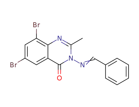 4(3H)-Quinazolinone,
6,8-dibromo-2-methyl-3-[(phenylmethylene)amino]-