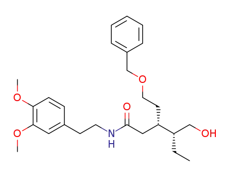 Molecular Structure of 122937-64-8 ((+)-(3S,4R)-3-(2-Benzyloxyethyl)-N-(3,4-dimethoxyphenethyl)-4-hydroxymethylhexacarboxamide)