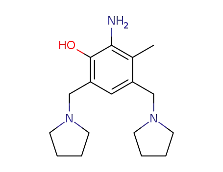Molecular Structure of 127396-79-6 (2-amino-3-methyl-4,6-bis(pyrrolidin-1'-ylmethyl)phenol)